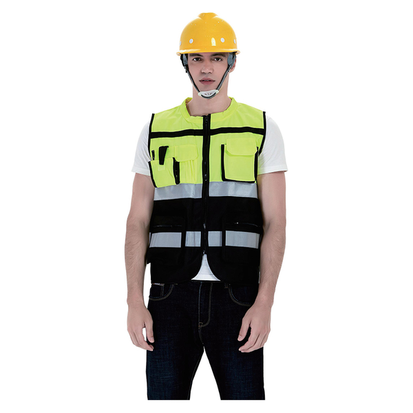 Dalawang bar na Multi Pocket Color Blocking Zipper Reflective Vest Dalawang bar na Multi Pocket Color Blocking Zipper Reflective Vest