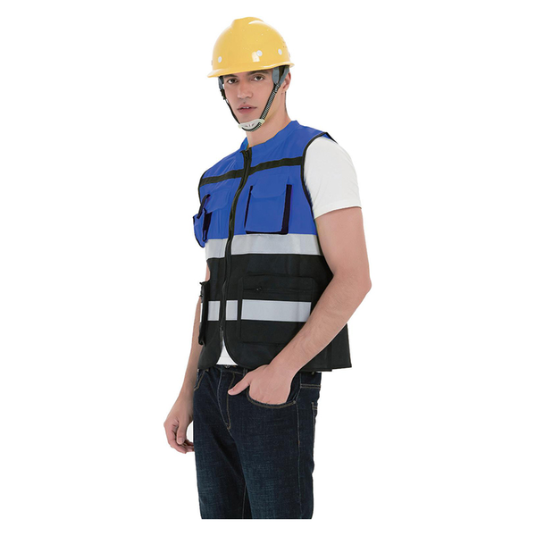 Dalawang bar na Multi Pocket Color Blocking Zipper Reflective Vest Dalawang bar na Multi Pocket Color Blocking Zipper Reflective Vest